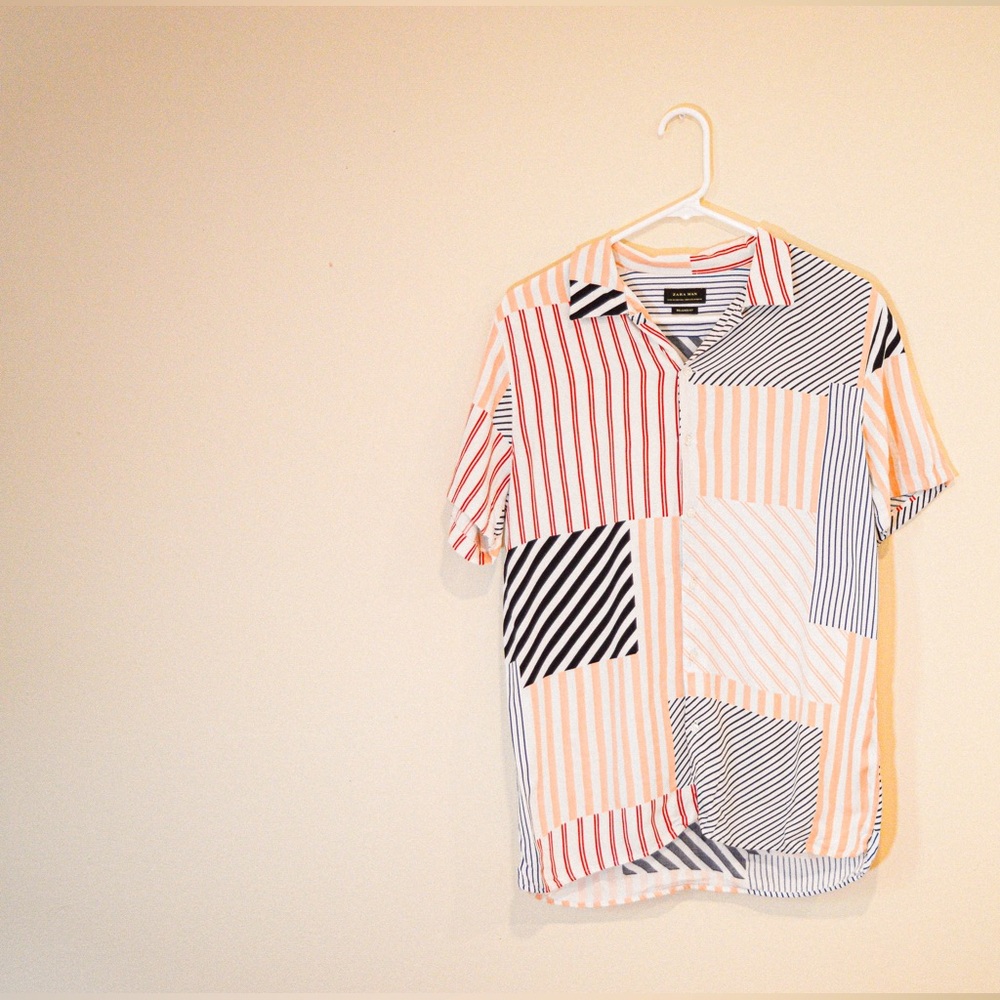 Zara Man striped contrast shirt
